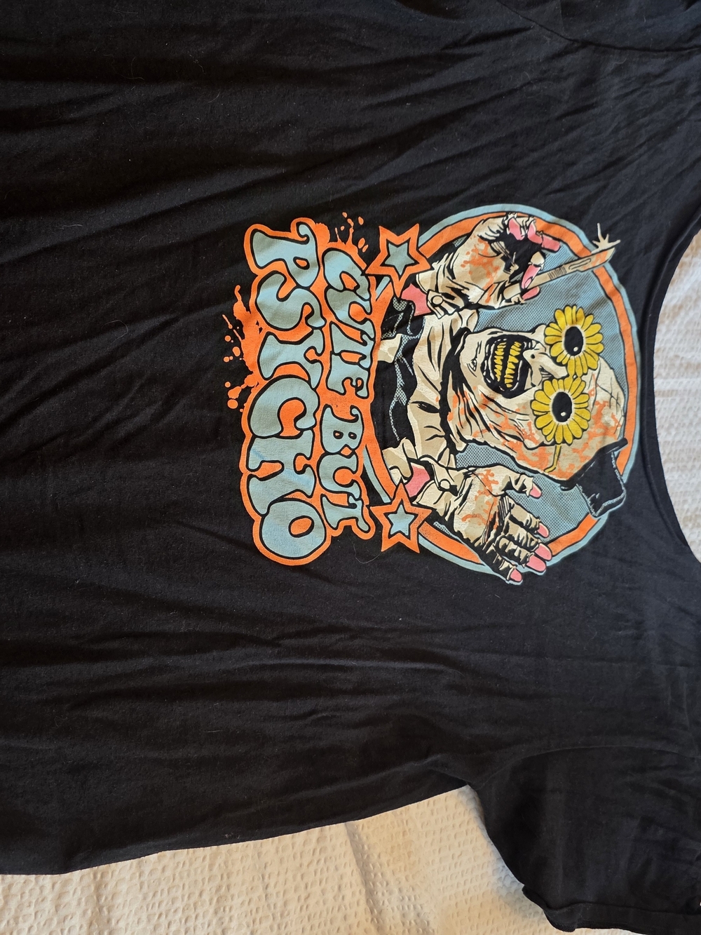 Spirit Black 'Cute Buy Psycho' Graphic Tee with Neon Accents 2xl